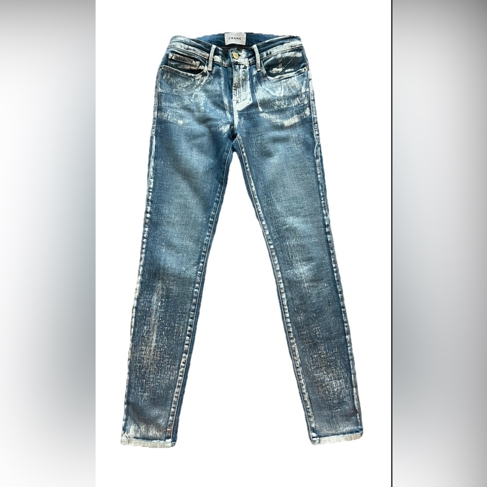 Frame Foiled Mid rise Jeans Le Skinny De Jeanne Size 26 (0650)
